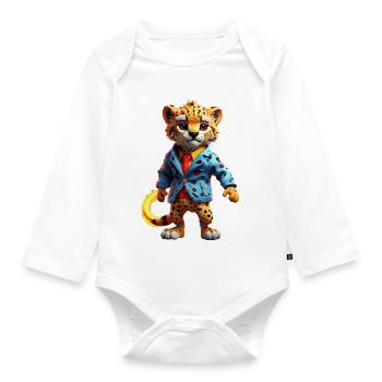 Cheetah Stylish Metropolitan Gift Children - Organic Longsleeve Baby Bodysuit - white - Front