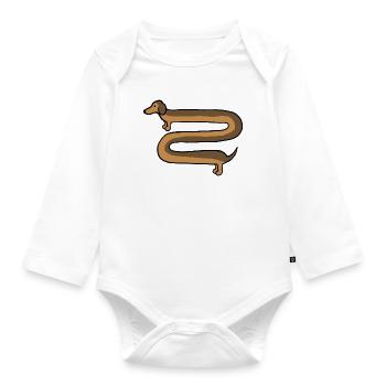 Langer Wursthund / langer Wiener Hund - Baby Bio-Langarm-Body - Weiß - Vorne