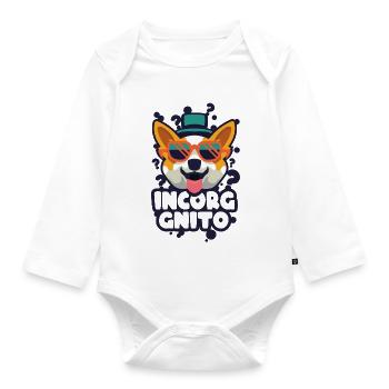 Corgi Spy Dog - Organic Longsleeve Baby Bodysuit - white - Front