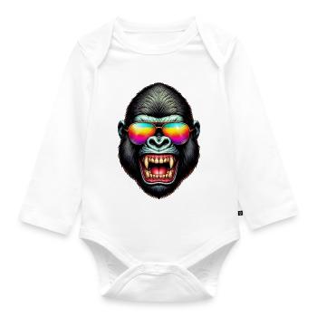 Gorilla - Baby Bio-Langarm-Body - Weiß - Vorne