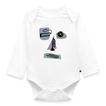 musical face - Organic Longsleeve Baby Bodysuit - white - Front