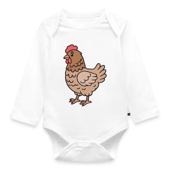 Chicken Chickens - Organic Longsleeve Baby Bodysuit - white - Front