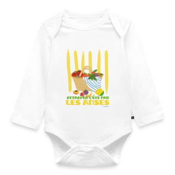 Catching summer by the handles of the basket - Organic Longsleeve Baby Bodysuit - white - Front