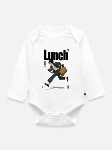 Lunch Manga Illustration - Baby Bio-Langarm-Body - Weiß