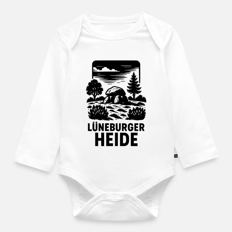 Lüneburger Heide  - Baby Bio-Langarm-Body - Weiß