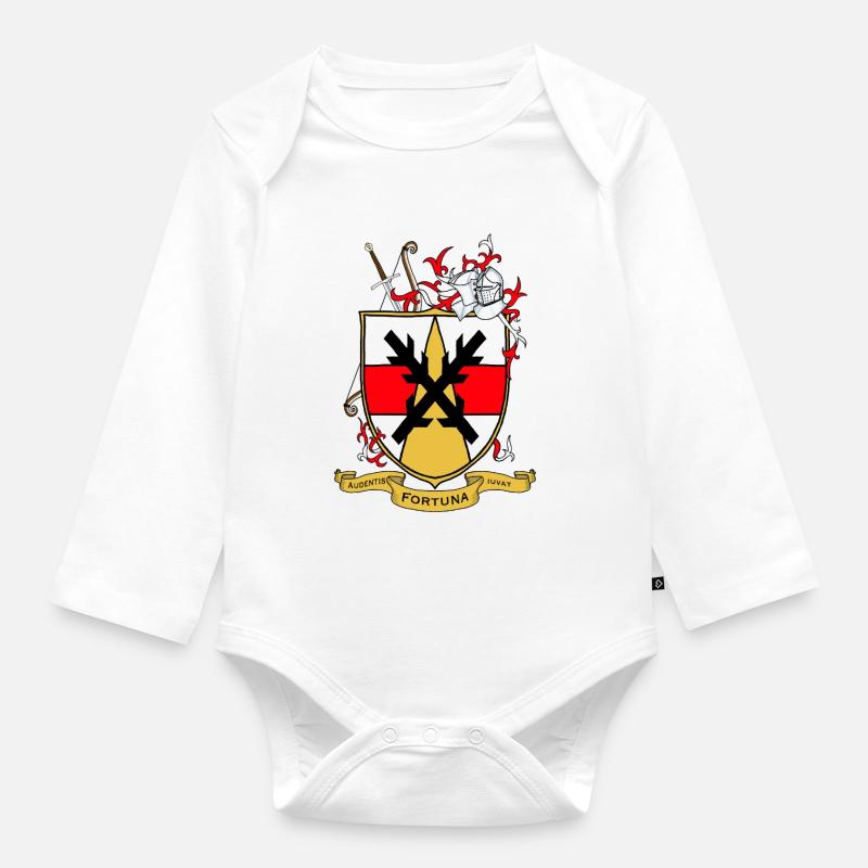 Fortuna Wappen Schild mit Helm - Baby Bio-Langarm-Body - Weiß