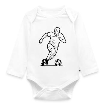 Fußball Spieler Schuss Torjäger Vektor - Baby Bio-Langarm-Body - Weiß - Vorne