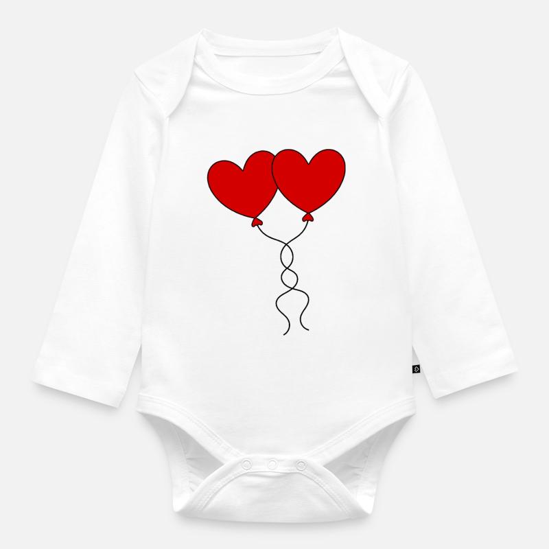 Valentinstag Rotes Herz, Valentinstag - Baby Bio-Langarm-Body - Weiß