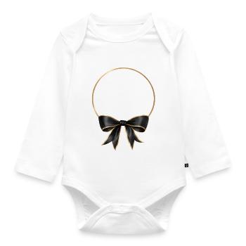 Circle Bow Black Gold - Organic Longsleeve Baby Bodysuit - white - Front
