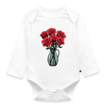 Red Roses - Organic Longsleeve Baby Bodysuit - white - Front