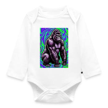 gorilla - Organic Longsleeve Baby Bodysuit - white - Front