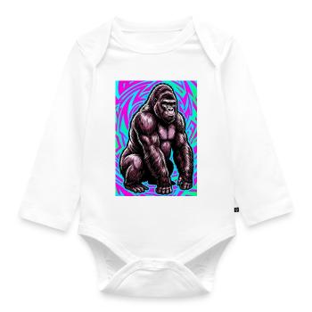 Gorilla - Baby Bio-Langarm-Body - Weiß - Vorne