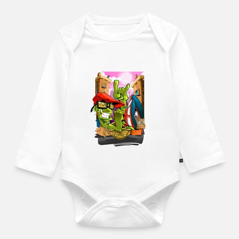 Breakdance - Baby Bio-Langarm-Body - Weiß