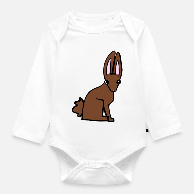 Lapin brun - Body Bébé bio manches longues - blanc