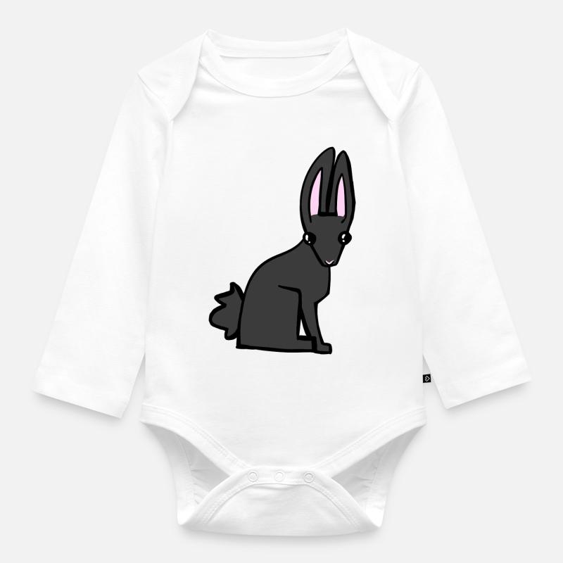 Lapin noir - Body Bébé bio manches longues - blanc