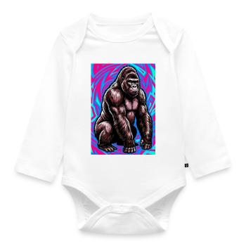 gorilla - Organic Longsleeve Baby Bodysuit - white - Front