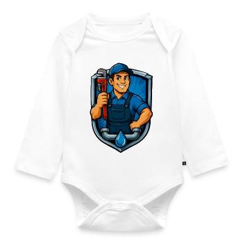 Craftsman Coat of Arms Plumber - Organic Longsleeve Baby Bodysuit - white - Front