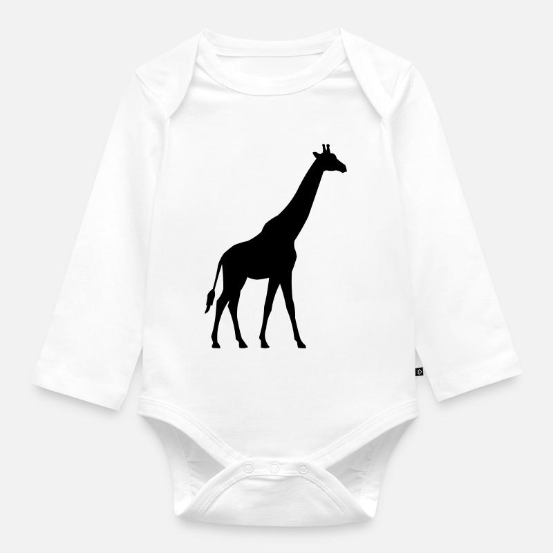 Giraffe - Baby Bio-Langarm-Body - Weiß