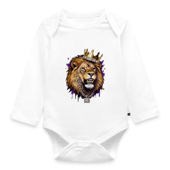 Königliche Löwen-Bling-Krone - Baby Bio-Langarm-Body - Weiß - Vorne