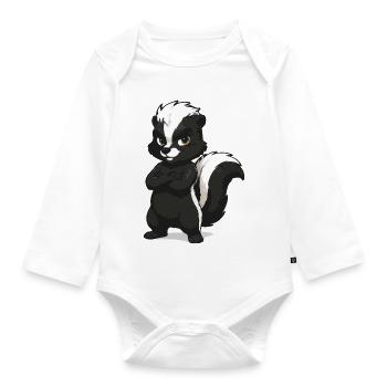 Mascotte moufette confiante - Body Bébé bio manches longues - blanc - Devant