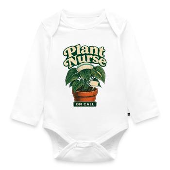 Plant Nurse On Call, Plant Nursery Indoor, Anthuri - Organic Longsleeve Baby Bodysuit - white - Front