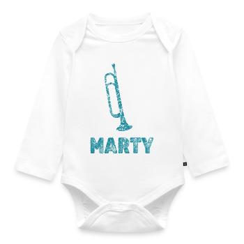 Marty as Trumpets - Organic Longsleeve Baby Bodysuit - white - Front