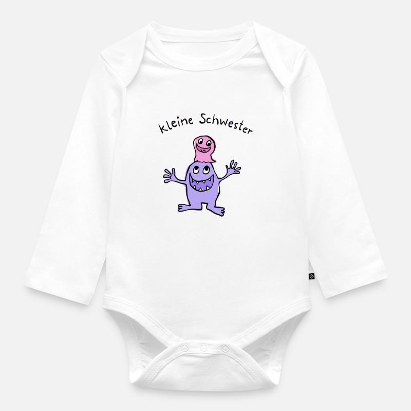 Kleine Schwester - Baby Bio-Langarm-Body - Weiß