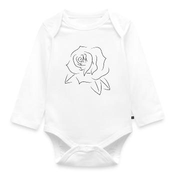 Minimales rosafarbenes Tätowierungsschwarzes - Baby Bio-Langarm-Body - Weiß - Vorne