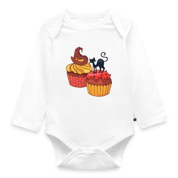 Halloween Cupcake Muffin Kuchen Backen Süßigkeiten - Baby Bio-Langarm-Body - Weiß - Vorne