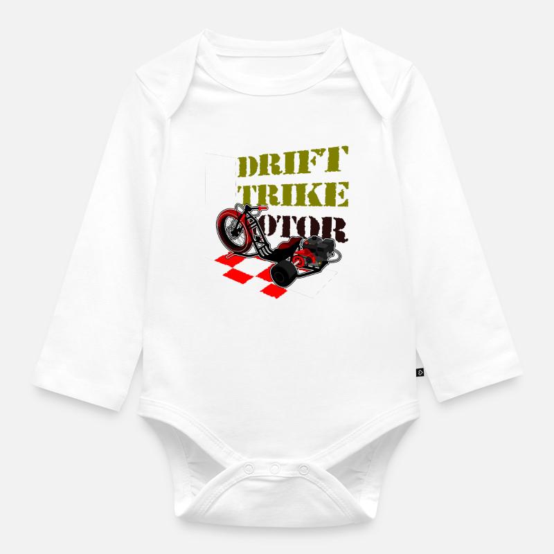 Drift Trike - Organic Longsleeve Baby Bodysuit - white