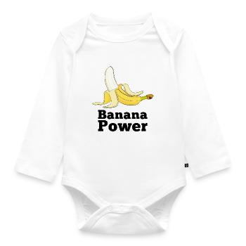 Banana, banana, bananas, banana power / power fruit - Organic Longsleeve Baby Bodysuit - white - Front