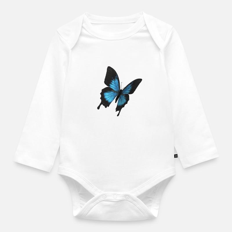 papillon - Body Bébé bio manches longues - blanc