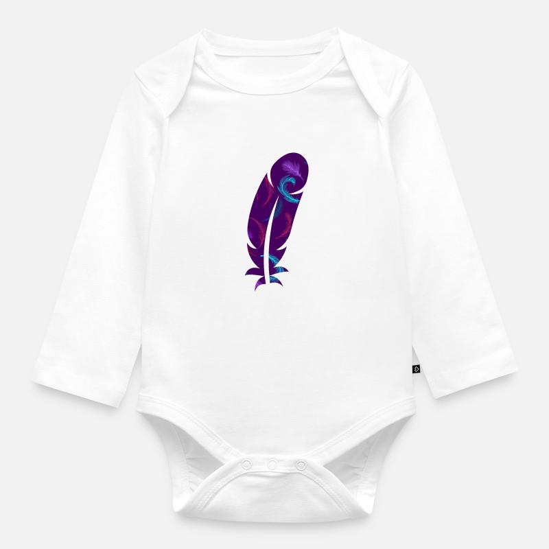 Colored feathers - Organic Longsleeve Baby Bodysuit - white