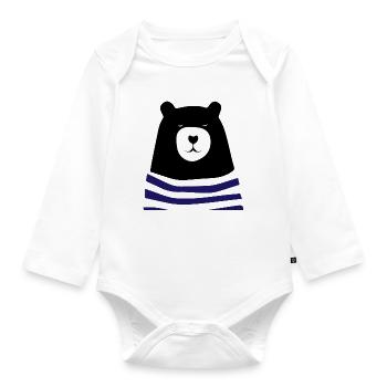 Ours en pull - Body Bébé bio manches longues - blanc - Devant