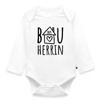 Bauherrin 2025 - Baby Bio-Langarm-Body - Weiß - Vorne