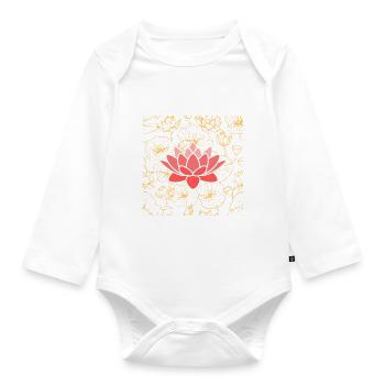 Lotus in Leichtigkeit - stille Kraft sichtbar - Baby Bio-Langarm-Body - Weiß - Vorne