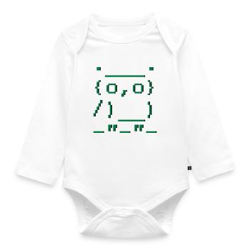 ASCII-art: owl - Organic Longsleeve Baby Bodysuit - white - Front