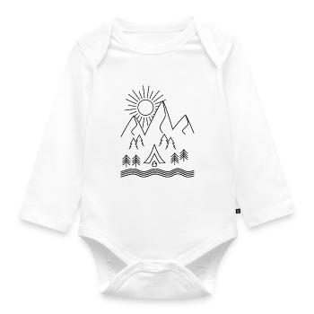 Camping - Baby Bio-Langarm-Body - Weiß - Vorne