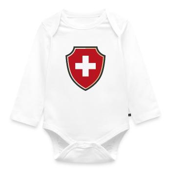 Swiss Flag - Baby Bio-Langarm-Body - Weiß - Vorne