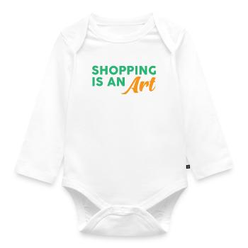 Shopping is an art - Organic Longsleeve Baby Bodysuit - white - Front