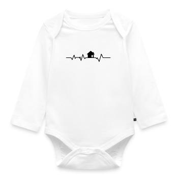 House heartbeat architect house building broker gift - Organic Longsleeve Baby Bodysuit - white - Front