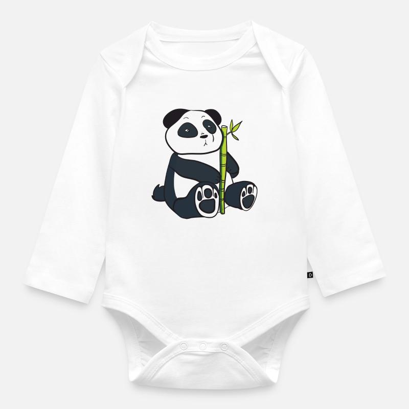 Panda - Body Bébé bio manches longues - blanc