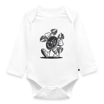 Weight plate figure - Organic Longsleeve Baby Bodysuit - white - Front