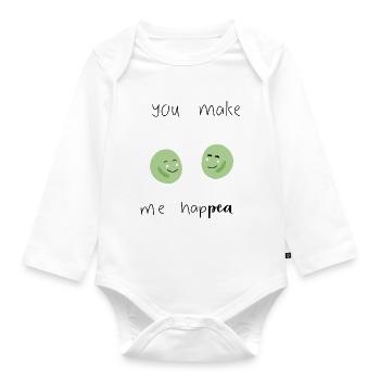Erbsen Spruch - Baby Bio-Langarm-Body - Weiß - Vorne