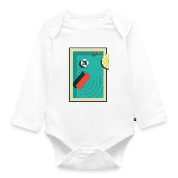 Pool im Sommer - Baby Bio-Langarm-Body - Weiß - Vorne