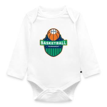 BASKETBALL DUNKING SLAM DUNK TOURNAMENT MOTIFS DE L’ÉQUIPE - Body Bébé bio manches longues - blanc - Devant