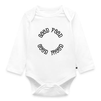 Good Food Good Mood - Organic Longsleeve Baby Bodysuit - white - Front