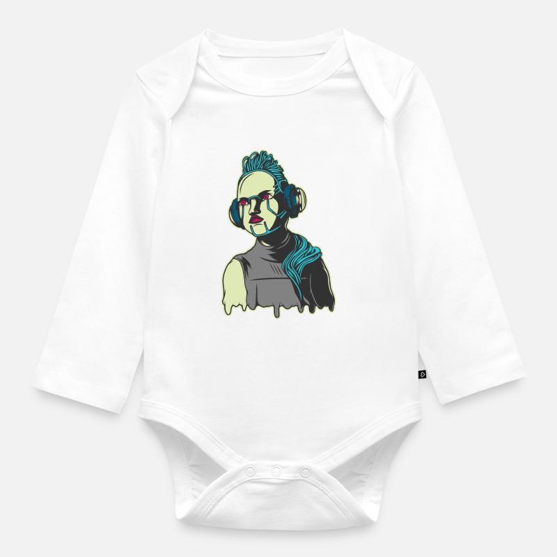 Roboter - Baby Bio-Langarm-Body - Weiß