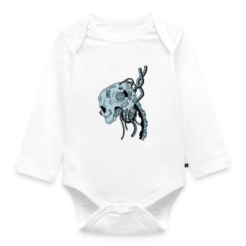 Crâne de robot - Body Bébé bio manches longues - blanc - Devant