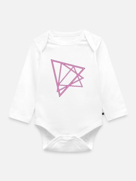 Neon Dreiecke - Baby Bio-Langarm-Body - Weiß